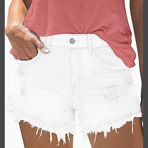 *NWT*‎ white distressed denim shorts-SMALL